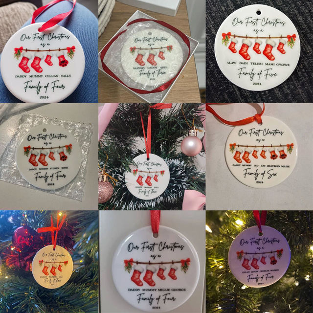 Picture of Family Ceramics Christmas Tree Ornaments - Custom Christmas Tree Photo Ornament - Xmas Home Decor