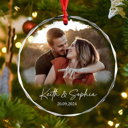 Picture of Couple Christmas Tree Crystal Ornaments with Photo - Custom Christmas Tree Ornament - Xmas Home Decor