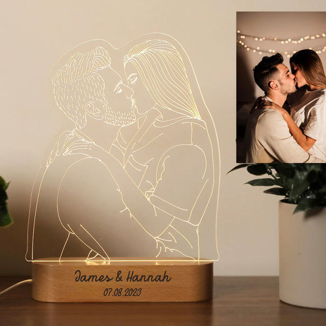 Picture of Custom Sketch Photo Night Light w/ Personalized Photo as Best Anniversary, Valentine's Day or Christmas Gift