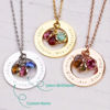 Picture of Personalized Name Necklace with Birthstones - Custom Circle Necklace with Names and Birthstones - Best Gift