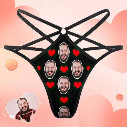 Picture of Custom Face Thong Red Heart Funny Sexy Thongs