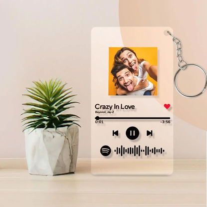 Picture of Custom Scannable Acrylic Spotify Keychain - Spotify Plaque Photo Keyring - Music Picture Gift For Her