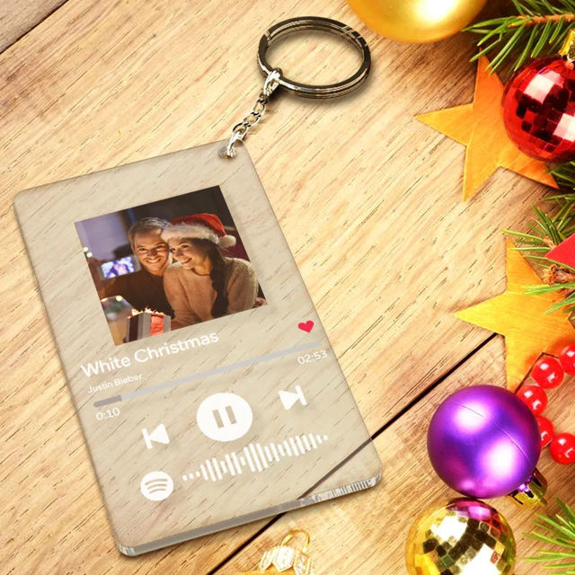 Picture of Custom Scannable Acrylic Spotify Keychain - Spotify Plaque Photo Keyring - Music Picture Gift For Her