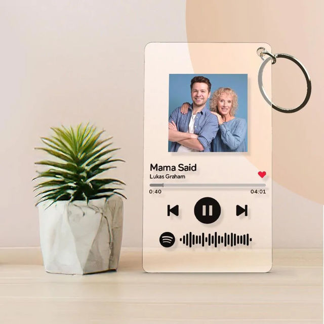 Picture of Custom Scannable Acrylic Spotify Keychain - Spotify Plaque Photo Keyring - Music Picture Gift For Her