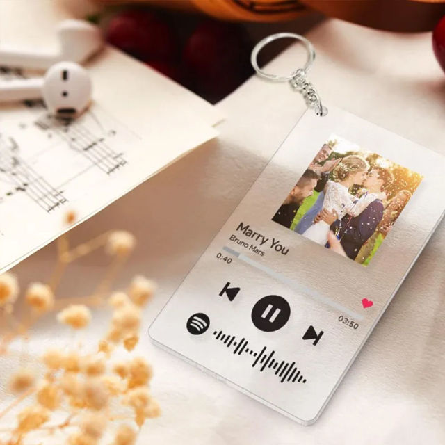 Picture of Spotify Custom Scannable Keychain - Spotify Plaque Photo Keyring - Music Picture Gift For Her