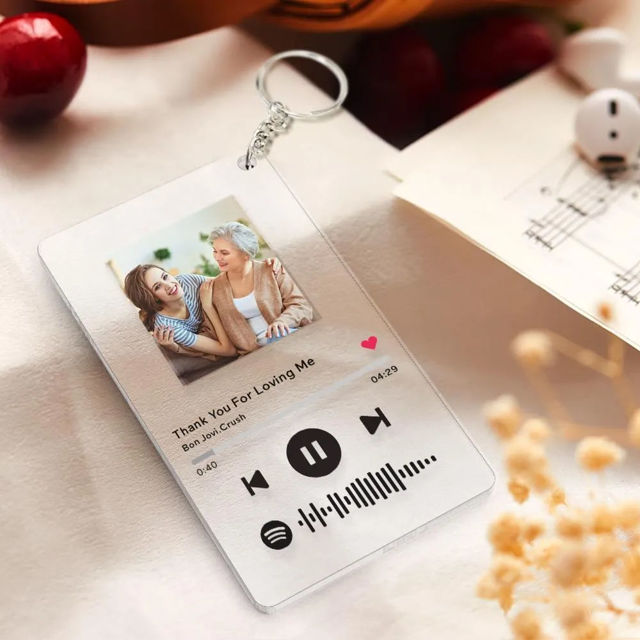 Picture of Spotify Custom Scannable Keychain - Spotify Plaque Photo Keyring - Music Picture Gift For Her