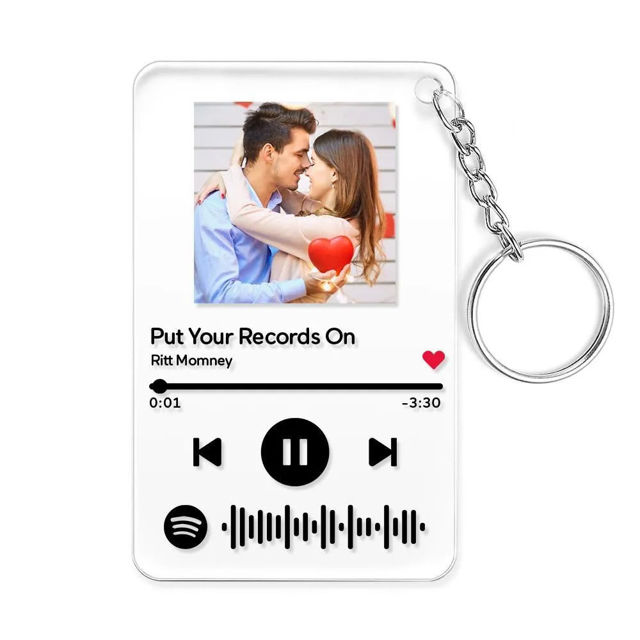 Picture of Custom Scannable Acrylic Spotify Keychain - Spotify Plaque Photo Keyring - Music Picture Gift For Her