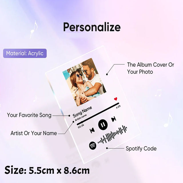 Picture of Custom Scannable Acrylic Spotify Keychain - Spotify Plaque Photo Keyring - Music Picture Gift For Her