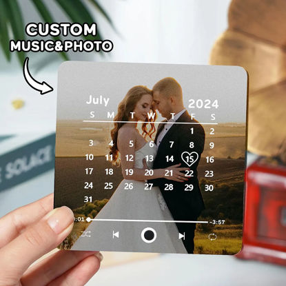 Picture of Customized Music Photo Fridge Magnet - Personalised Spotify Plaque Magnet - Music Fridge Magnet with Calendar