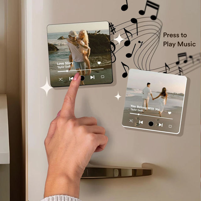 Picture of Customized Music Photo Fridge Magnet - Personalised Spotify Plaque Magnet - Music Fridge Magnet with Calendar