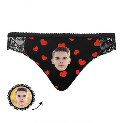 Picture of Custom Lace Photo Panties - Women's Sexy Panties with Boyfriend Face - Heart Shape