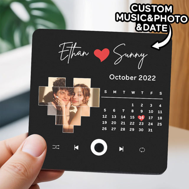 Picture of Valentine's day Custom Music Fridge Magnet with Photo - Personalised Spotify Plaque Magnet - Music Fridge Magnet with Calendar