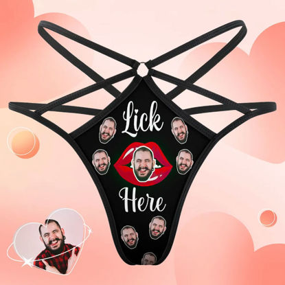 Picture of Custom Face Thong Personalized Red Kiss Women's Funny Thongs Gift for Her