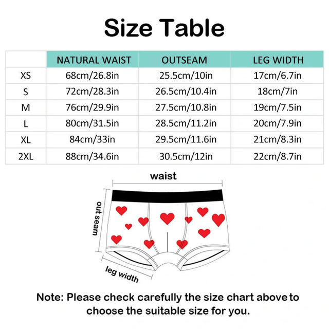 Image de Boxer personnalisé avec visage - Slip coeur rouge et rose - Boxer personnalisé - Meilleur cadeau pour lui