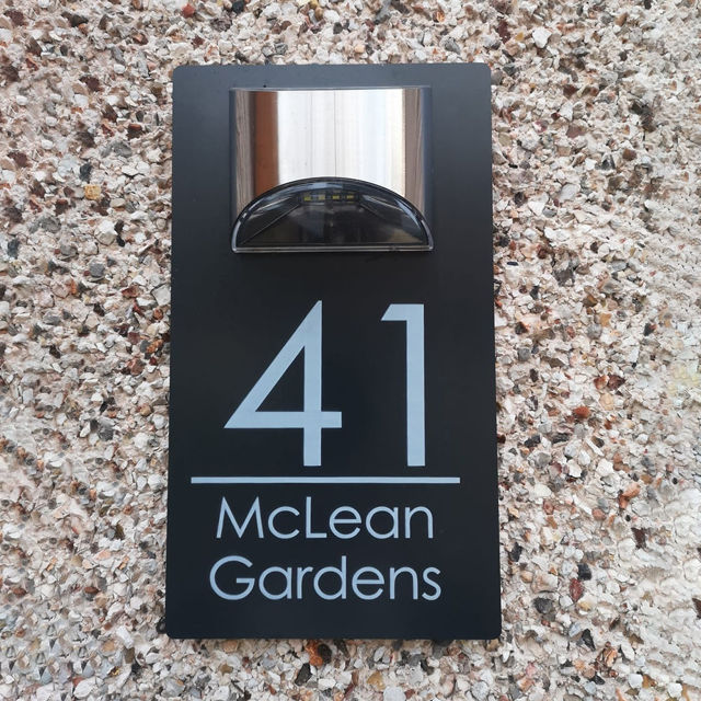 Picture of Custom Printing Black house sign with solar light - Acrylic Number Door Signs Plaque - LED Lit Numbers