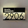 Picture of Custom Black House Sign with Solar Light - Lasered Acrylic Number Door Signs - LED Lit Numbers