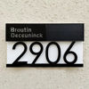 Picture of Custom Black House Sign with Solar Light - Lasered Acrylic Number Door Signs - LED Lit Numbers