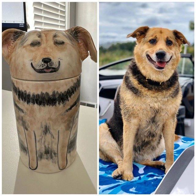 Picture of Custom Handmade Dog Ceramic Urn - Personalised Pet Urn - Pet Ornaments