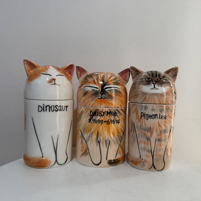 Picture of Custom Handmade Cat Ceramic Urn - Personalised Pet Urn - Pet Ornaments