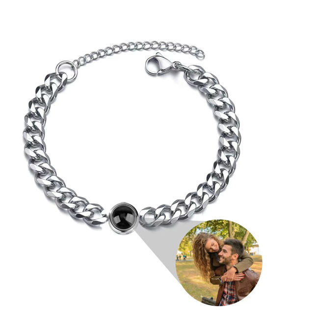 Picture of Custom Bold Chain Photo Projection Bracelet for Men - Custom Picture Bracelet - Memorial Bracelet for Boyfriend and Men - Photo Jewelry Gift for Him