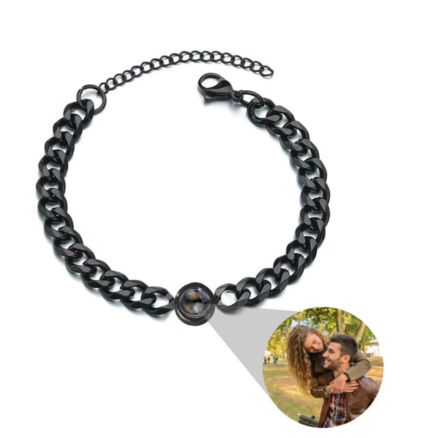 Picture of Custom Bold Chain Photo Projection Bracelet for Men - Custom Picture Bracelet - Memorial Bracelet for Boyfriend and Men - Photo Jewelry Gift for Him