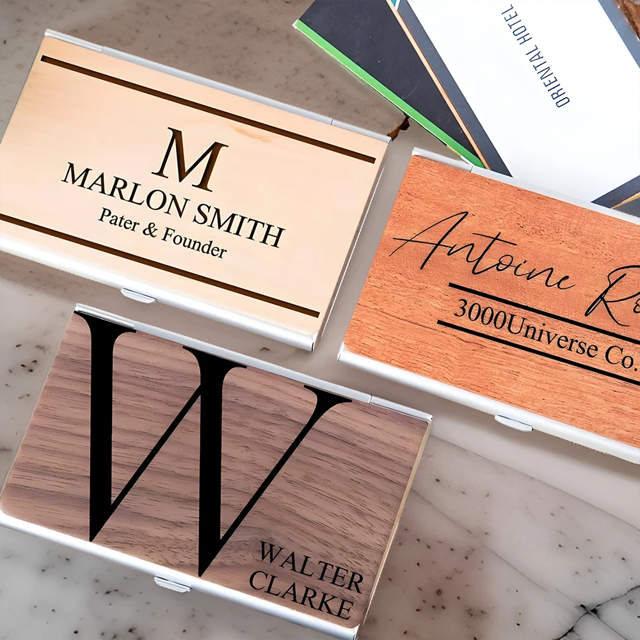 Picture of Custom Business Card Boxes - Personalized Business Card Holder Boxes Custom Engraving, Office Gift Ideas, Custom Business Gifts, Corporate Gifts