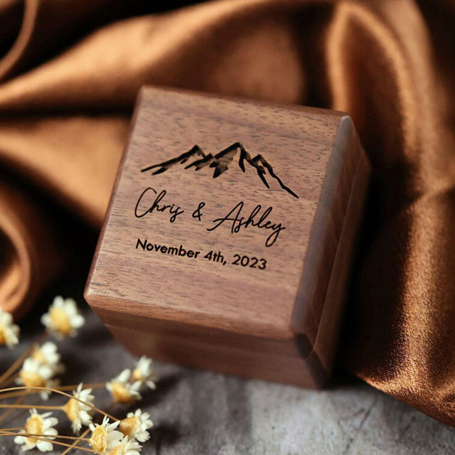 Picture of Custom 3 Slot Ring Box - Custom Ring Boxes - Personalized Wooden Ring Box, Rectangular