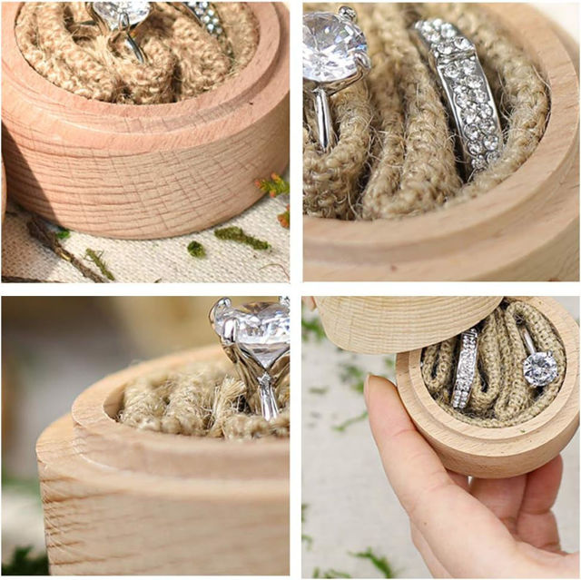 Picture of Custom Ring Boxes - Personalized Wedding Ring Boxes - Custom Wooden Round Ring Boxes