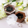 Picture of Personalized Wedding Ring Box - Ring Box with Acrylic Lid and Wooden Base - Custom Engraved Ring Box