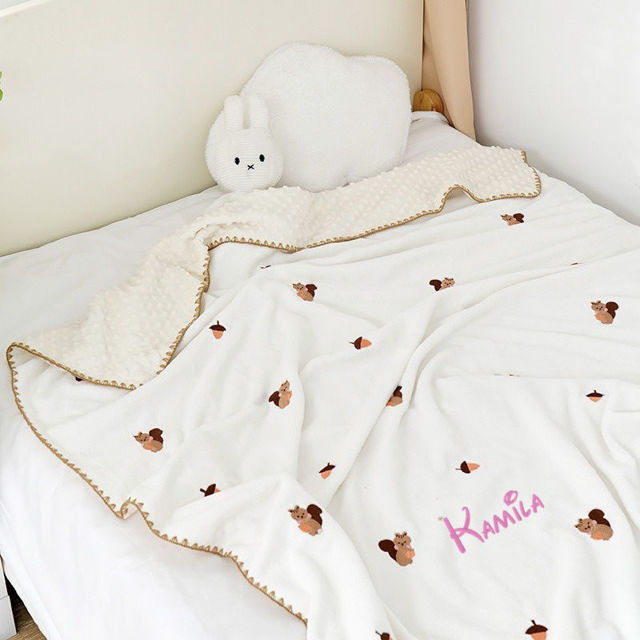 Picture of Custom Embroidered Bean Plush Milk Velvet Throw Blanket - Custom Bean Blanket Children's Blanket, Soft, Comfortable and Warm