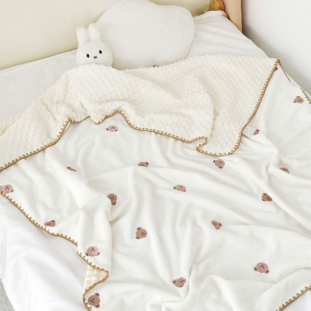 Picture of Custom Embroidered Bean Plush Milk Velvet Throw Blanket - Custom Bean Blanket Children's Blanket, Soft, Comfortable and Warm