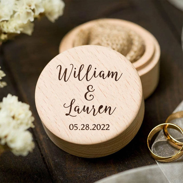 Picture of Custom Ring Boxes - Personalized Wedding Ring Boxes - Custom Wooden Round Ring Boxes