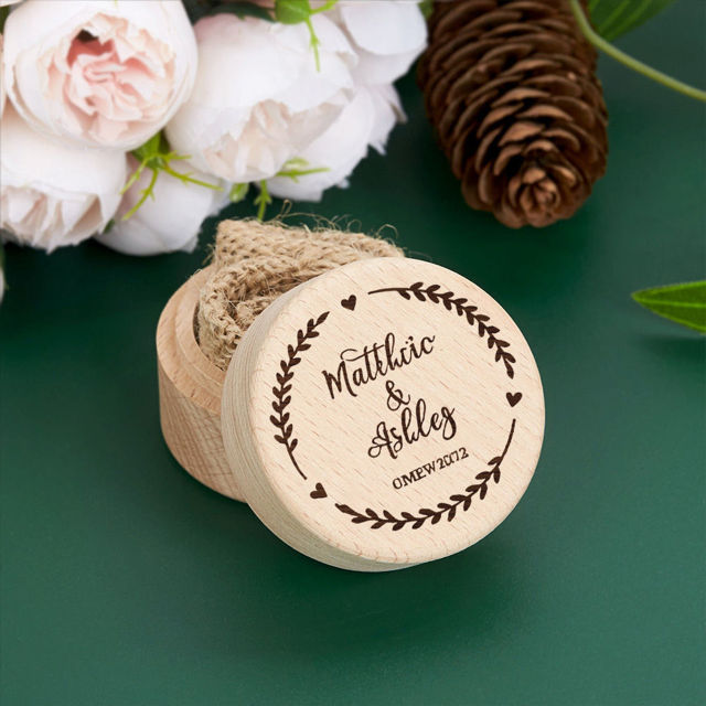 Picture of Custom Ring Boxes - Personalized Wedding Ring Boxes - Custom Wooden Round Ring Boxes