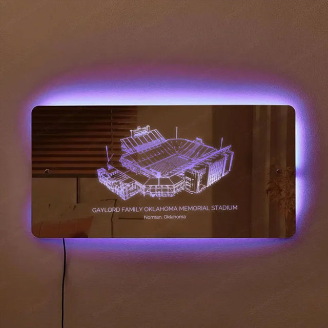 Picture of Gaylord Family Oklahoma Memorial Stadium Mirror Light - Gifts For Sports - Best Gifts for Football Lover