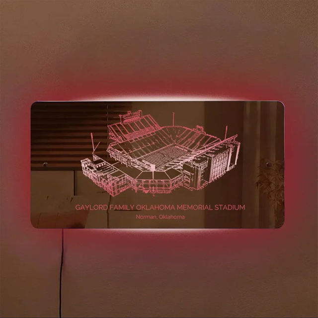 Picture of Gaylord Family Oklahoma Memorial Stadium Mirror Light - Gifts For Sports - Best Gifts for Football Lover