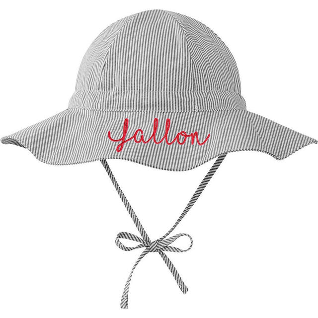 Picture of Custom Embroidered Sun Hat with Name - Toddler Sun Protection Bucket Hats - Boys Girls Wide Brim Beach Hat