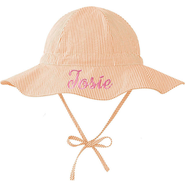 Picture of Custom Embroidered Sun Hat with Name - Toddler Sun Protection Bucket Hats - Boys Girls Wide Brim Beach Hat