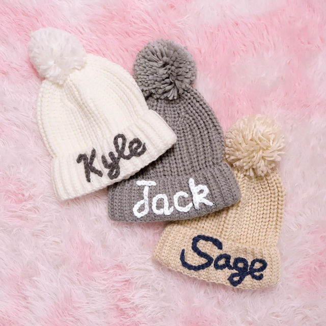 Picture of Personalized Embroidered Knit Hat for Baby & Toddler - Custom Name Embroidery Hat - Embroidered Beanie Hat