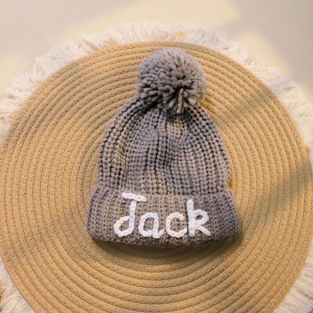 Picture of Personalized Embroidered Knit Hat for Baby & Toddler - Custom Name Embroidery Hat - Embroidered Beanie Hat