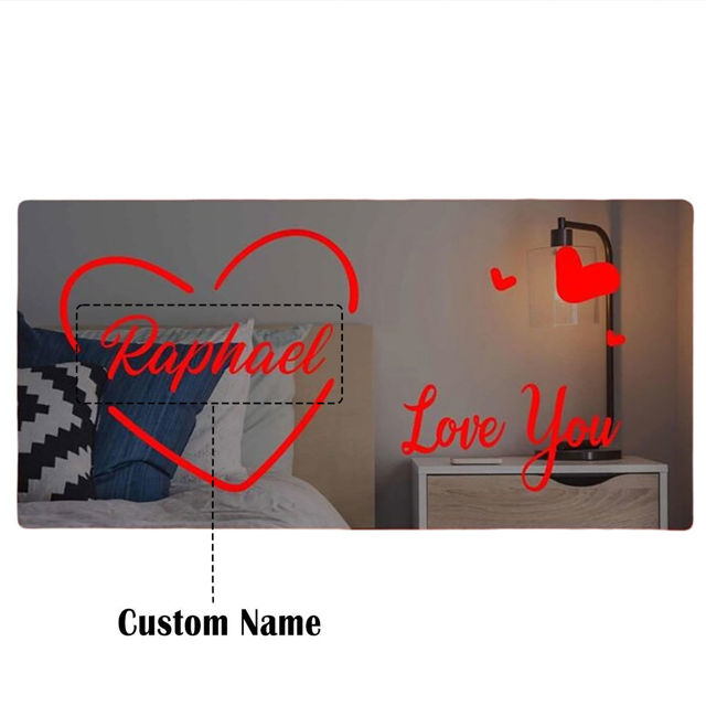 Picture of Personalized Name LED Neon Mirror Sign with Love You - Customized Illuminated Name Mirror Sign - LED Customized Neon Lighting Bedroom Sign - Best Birthday, Anniversary Gifts