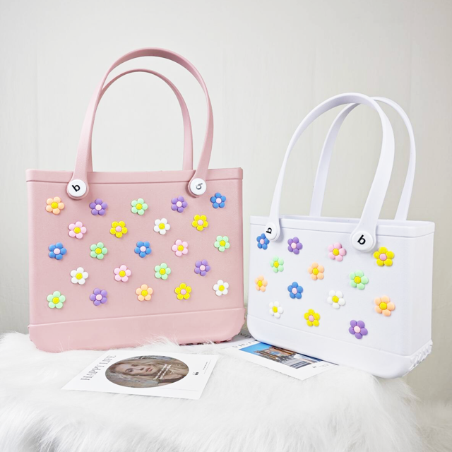 Picture of Custom colorful flower beach bag - Personalized waterproof beach bag - Custom colorful name hole bag