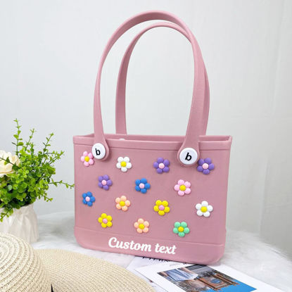 Picture of Custom colorful flower beach bag - Personalized waterproof beach bag - Custom colorful name hole bag