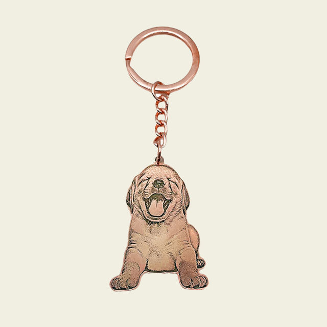 Picture of Custom Engraved Stainless Steel Pet Photo Keychain - Personalized Photo Pet Keyrings