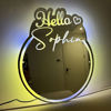 Picture of Personalized Round Names Mirror Sign with Hello - Cool Bedroom Decoration or Party Decoration for Girls