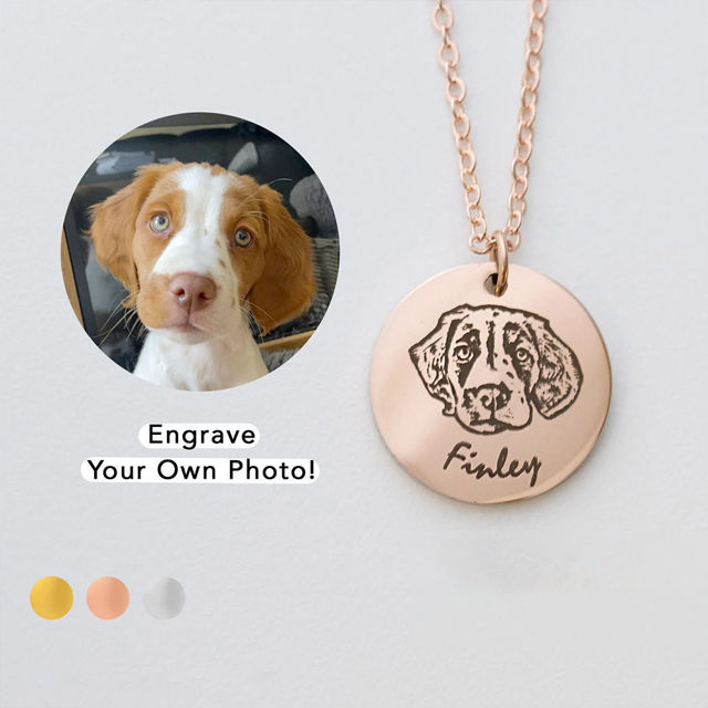 Picture of Personalized Photo Pet Necklace with Name - Custom Necklace for Pet Person