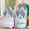 Picture of Personalized Easter Bucket - Custom Easter Bucket - Custom Embroidered Bunny Ears Striped Basket