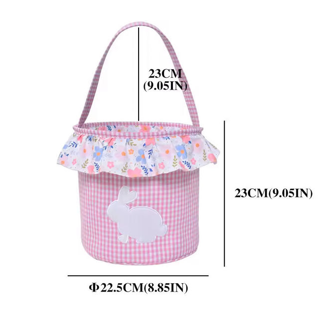 Picture of Custom Embroidered Easter Basket - Personalized Princess Style Large Capacity Storage Basket - Custom Cylinder Tote Basket