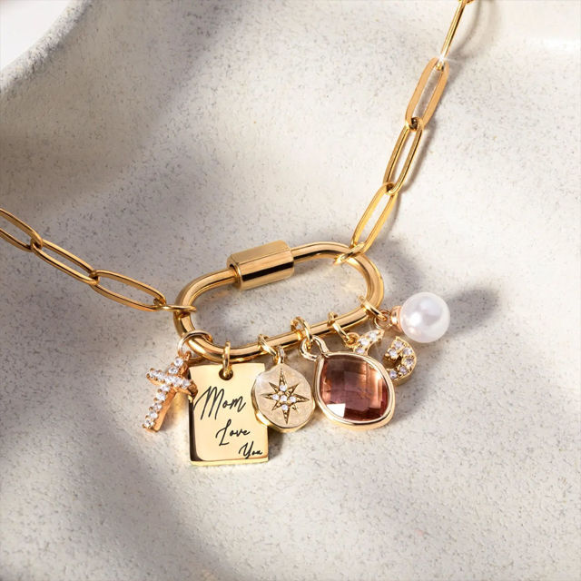 Picture of Personalized DIY Charms Necklace - Trendy Charm Necklace Changeable Gold Charm Jewelry