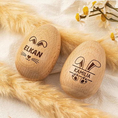 Picture of Custom Carved Easter Musical Eggs - Custom Carved Name Wooden Simulated Eggs - Easter Decorations