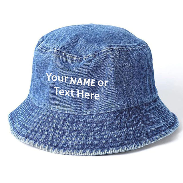 Picture of Custom Embroidered Denim Bucket Hat - Personalized Unisex Bucket Hat with Text